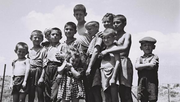 Zoltan Kluger, A Group of Orphaned Children, Holocaust Survivors, at the Atlit Reception Camp, 14 July 1944. 